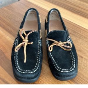 Lands’ End Womens Black Suede Moccasin Shoes 175254